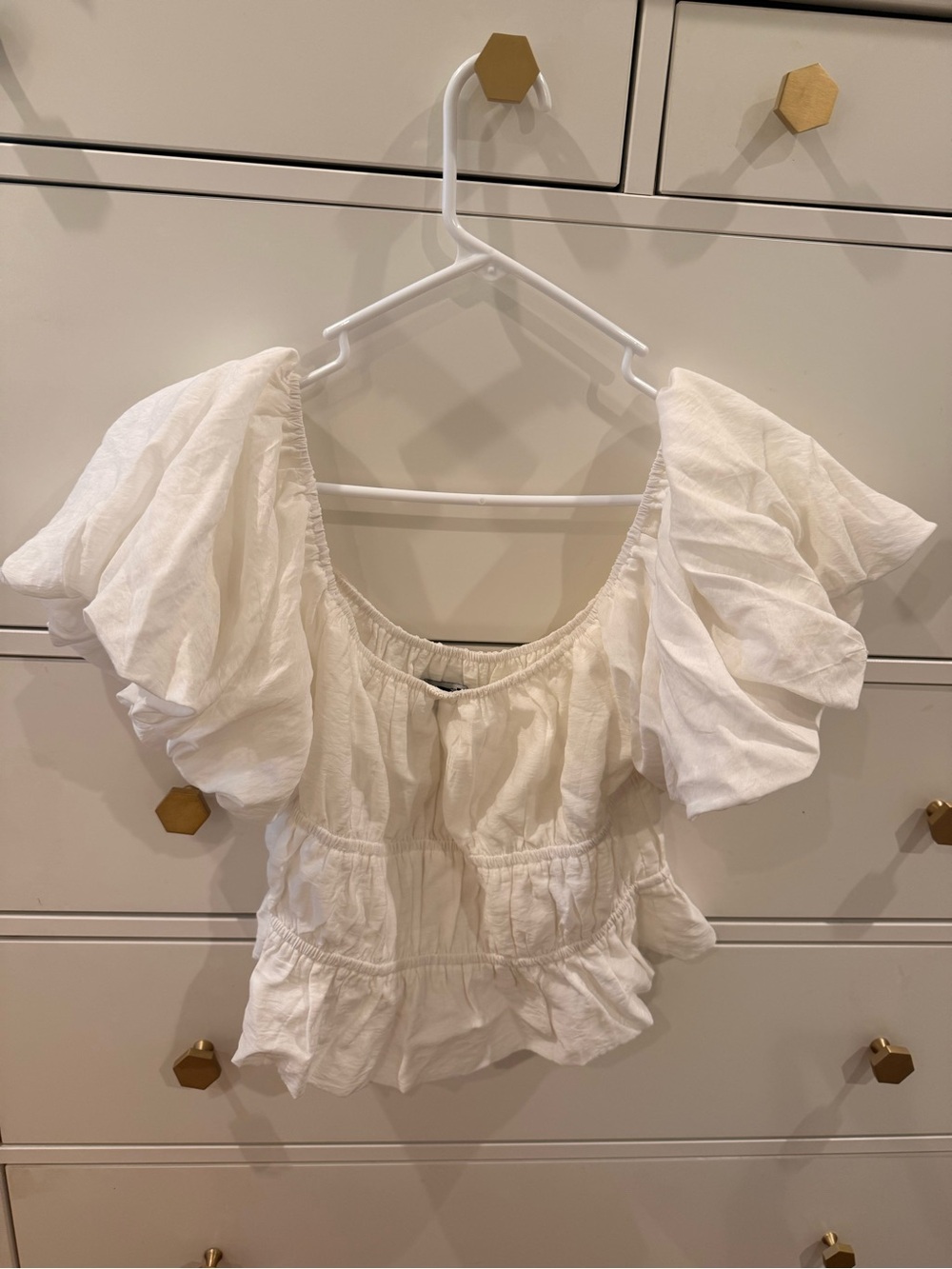 American Threads White Puff-Sleeve Peasant Blouse